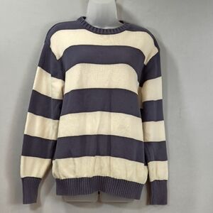 Brandy Melville Brianna Cotton Thick Striped Blue/Cream Sweater